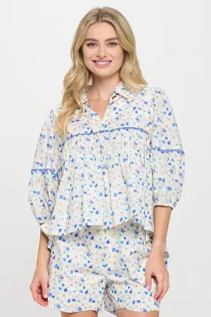 Aegean Bloom Long Sleeve Top