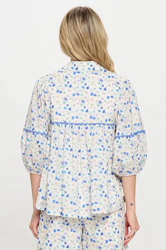Aegean Bloom Long Sleeve Top