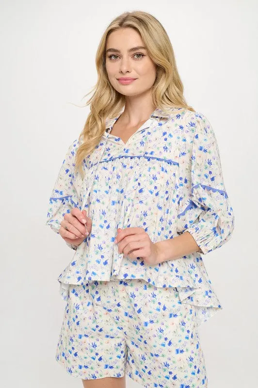Aegean Bloom Long Sleeve Top