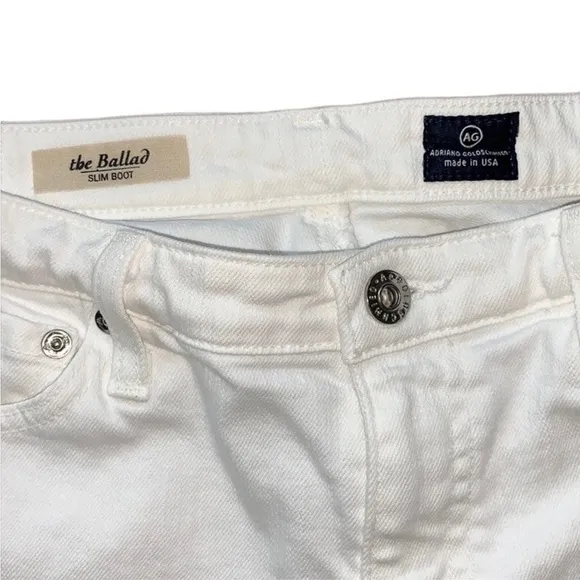 AG Adriano GOLDSCHMIED The Ballard White Slim Boot Cut Jean Size 29R