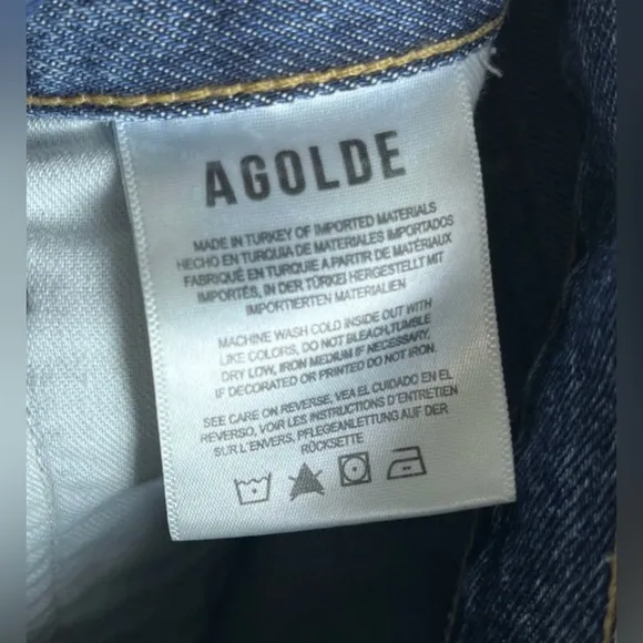 Agolde 90s Pinch Jeans Women 24 Button Fly Hi-Waisted Straight Organic Cotton US