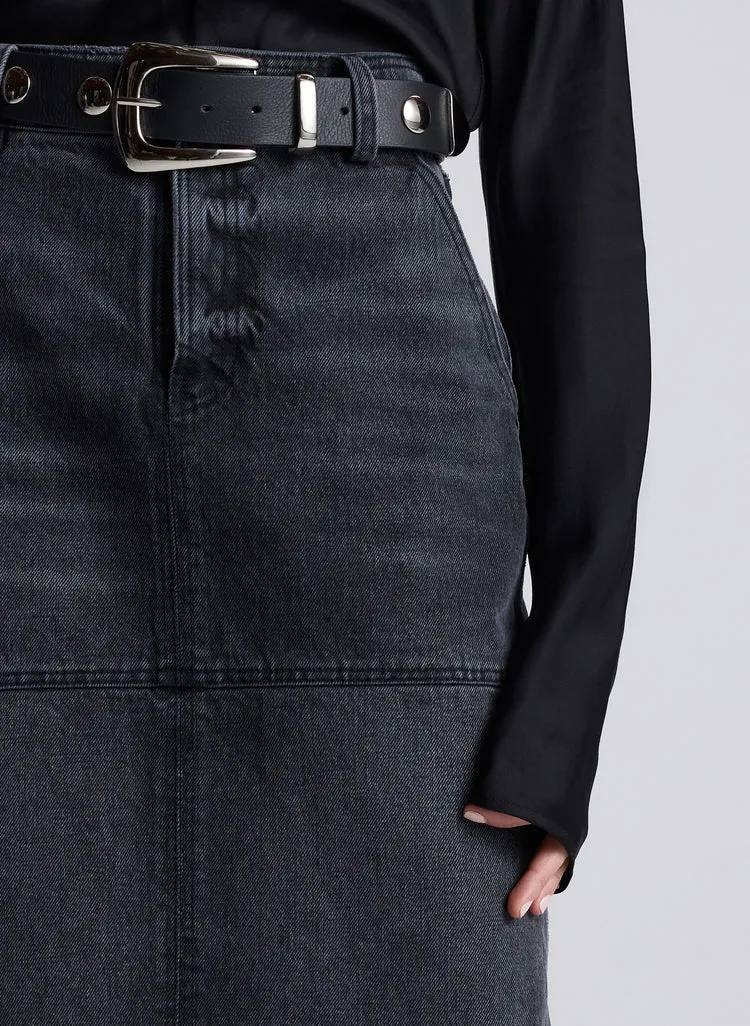 A.L.C. Hunter Denim Maxi Skirt in Washed Black