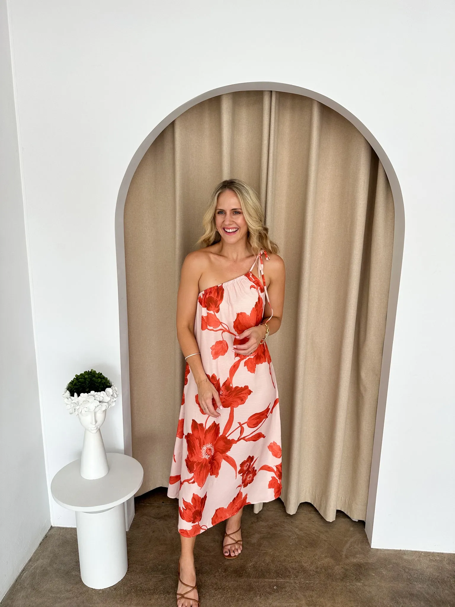 Alexis Dress- Red/Nude