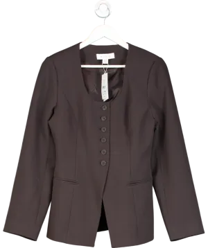 Aligne Brown Daphne Scoop Neck Waisted Blazer UK 10
