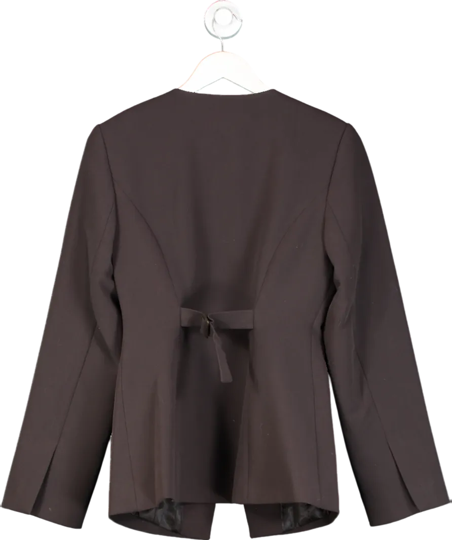 Aligne Brown Daphne Scoop Neck Waisted Blazer UK 10