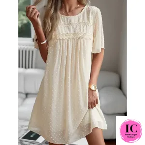 All On You Ivory White Swiss Dot Dress