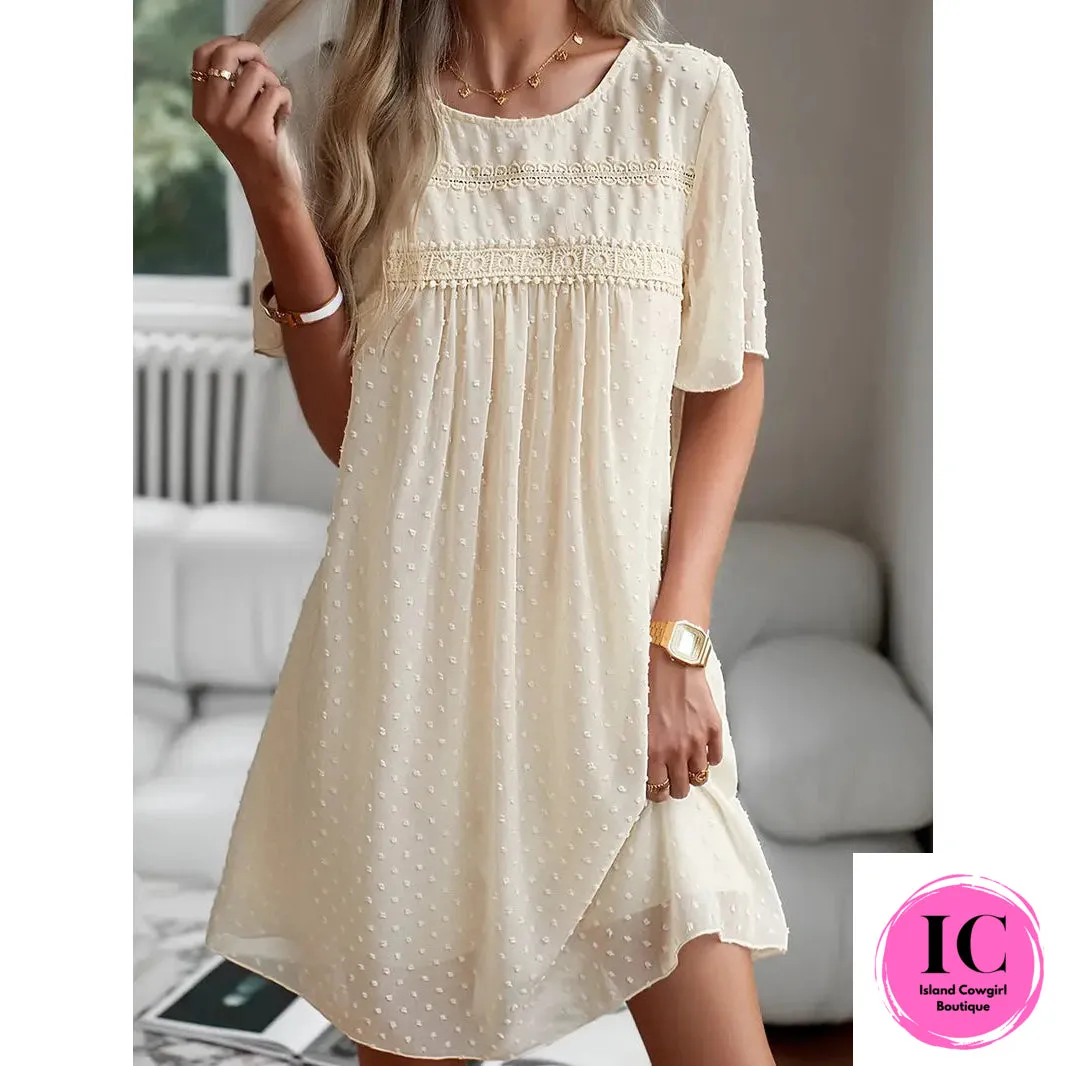 All On You Ivory White Swiss Dot Dress