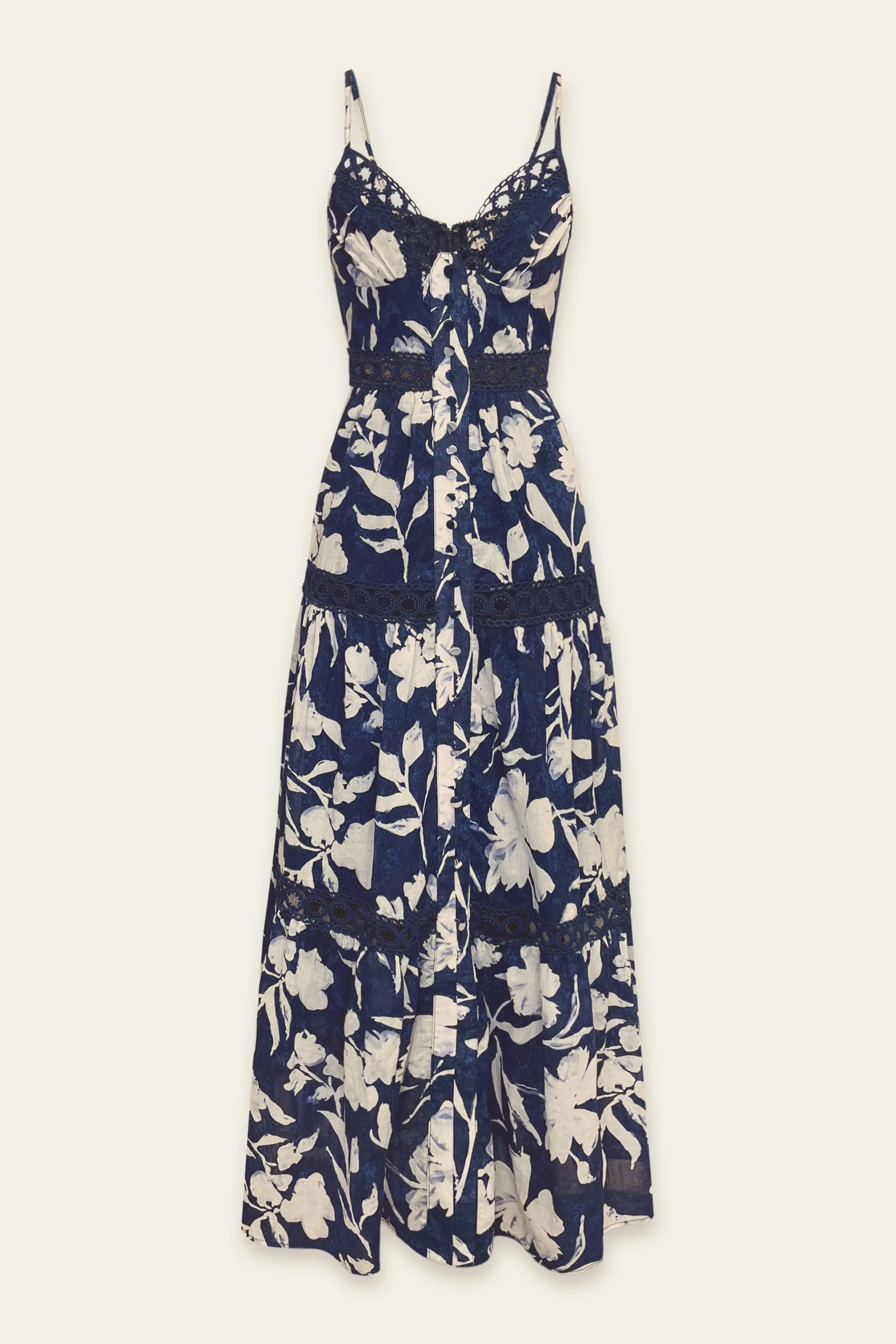 Amabel Lace Inset Tiered Maxi Dress
