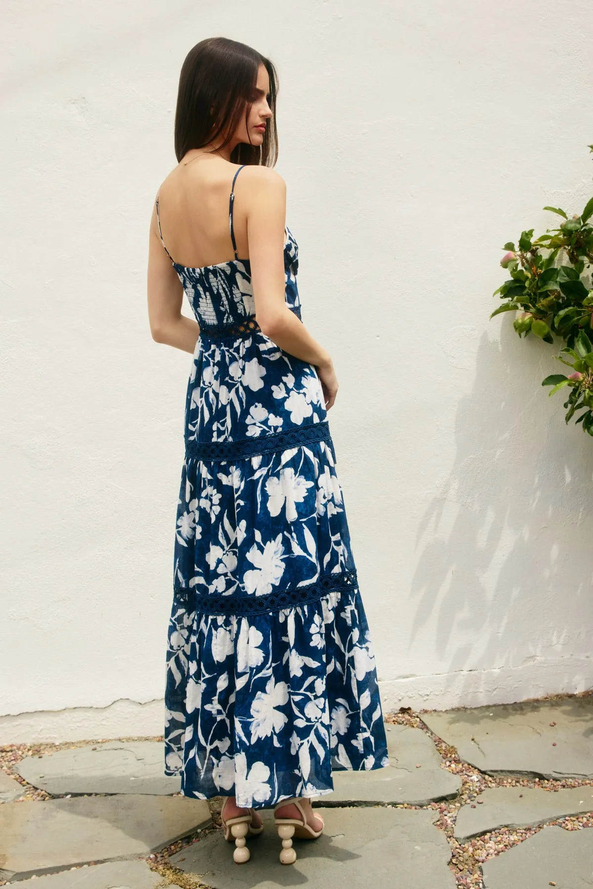 Amabel Lace Inset Tiered Maxi Dress