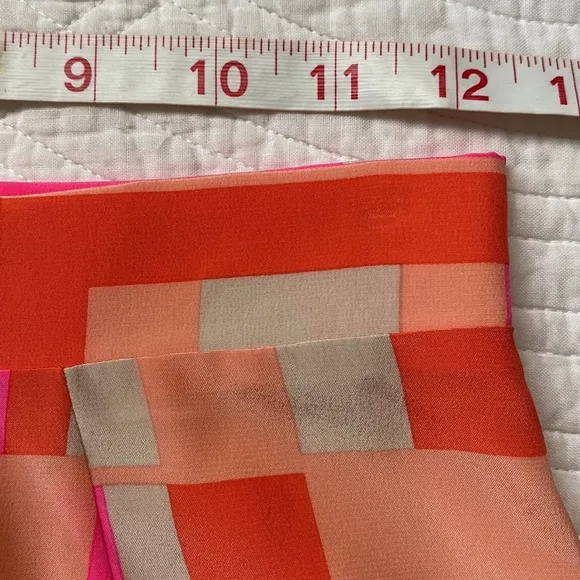 Amanda Uprichard Plaid Geometric Mini Skirt Satin Silk Hot Pink Cream XS