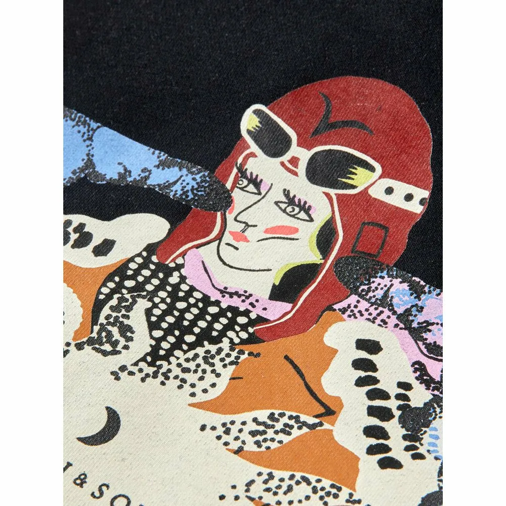 Amelia Earhart Artwork Hoodie - Black
