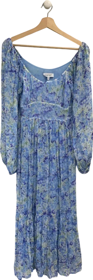 & Other Stories Blue Floral Print Dress UK XS
