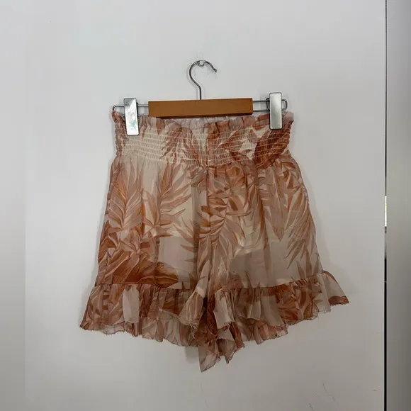 AMUSE SOCIETY  Alese Shorts in Cafe Cream medium ruffle tropical print revolve