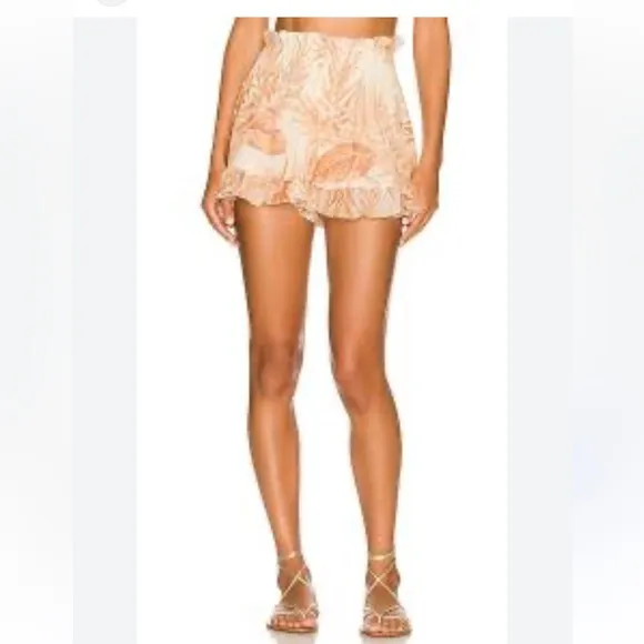 AMUSE SOCIETY  Alese Shorts in Cafe Cream medium ruffle tropical print revolve
