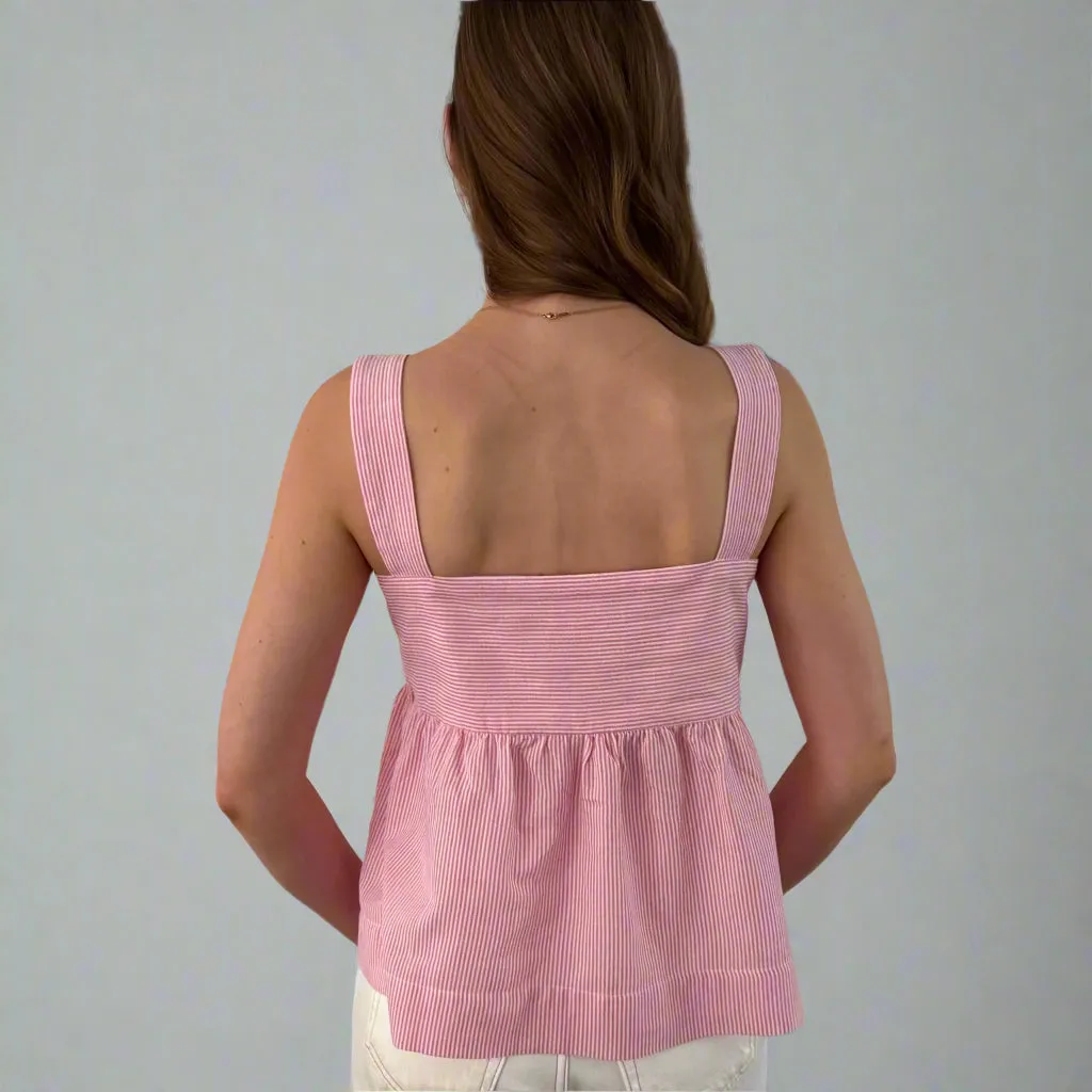 Ana Wide Strap Cami Top in Pink Stripe