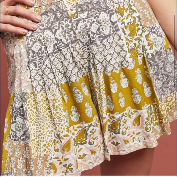 Anthropologie Floral Patchwork Flowy Rayon Shorts