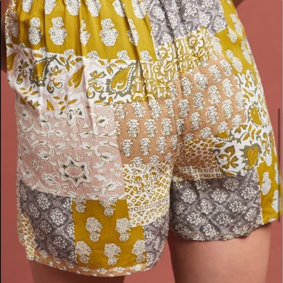 Anthropologie Floral Patchwork Flowy Rayon Shorts