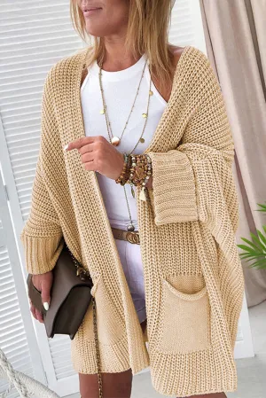 Apricot Oversized Fold Over Sleeve Sweater Cardigan