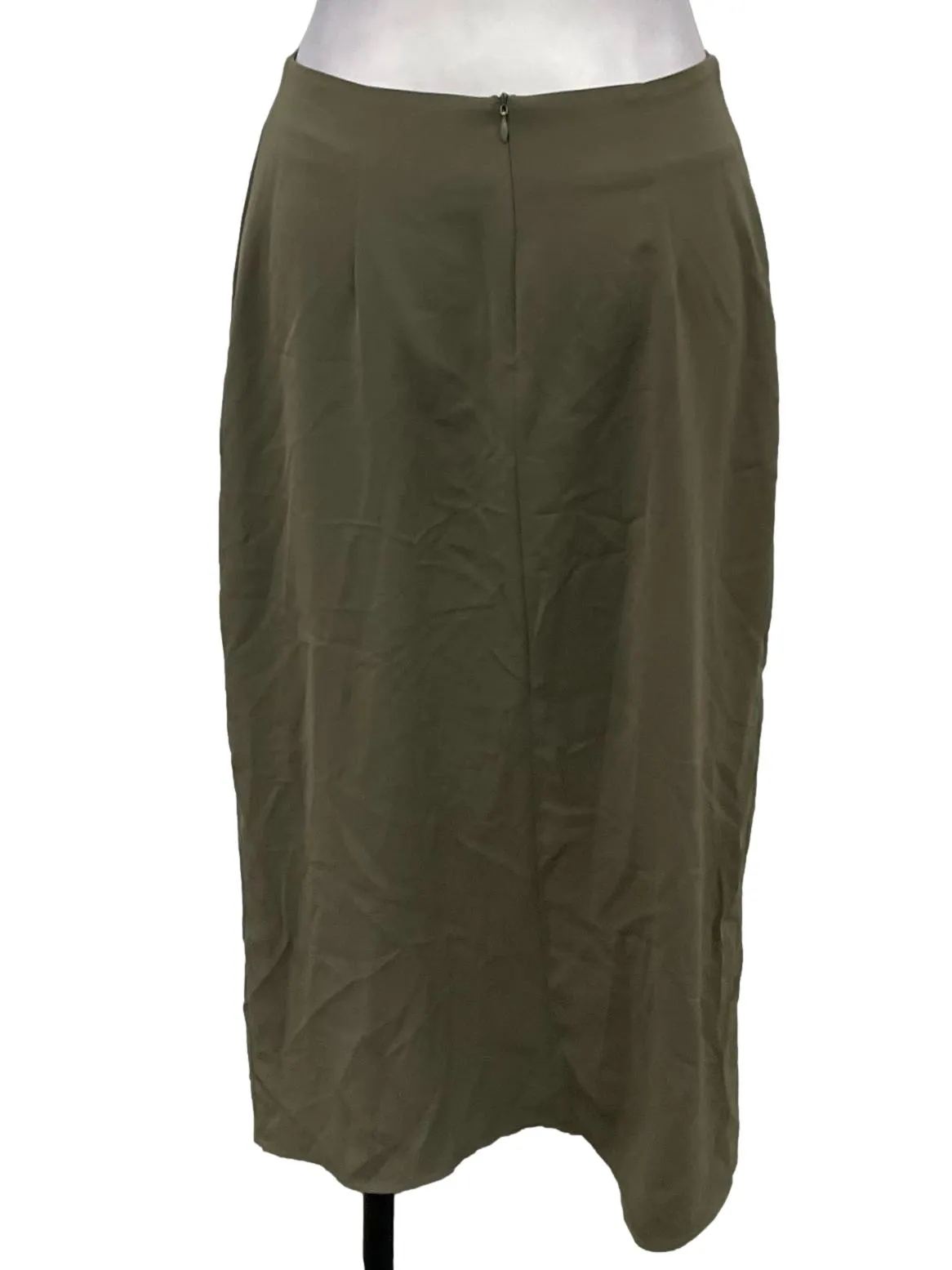 Army Green Side Button Down Midi Skirt