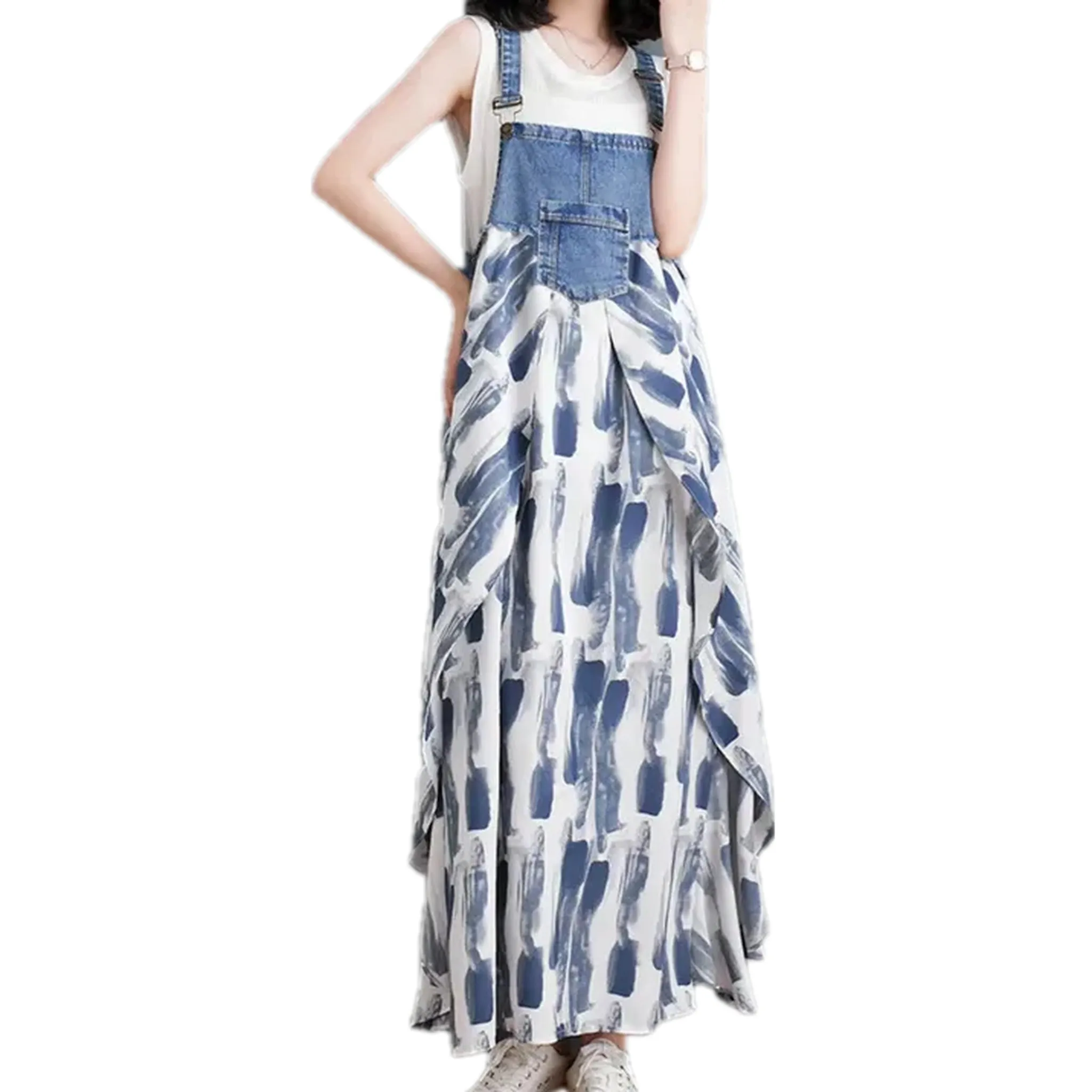 Artistic maxi jeans dress