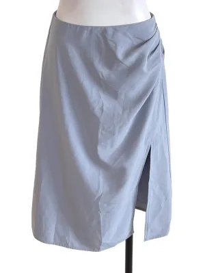 Ash Blue Draped Front Slit Skirt
