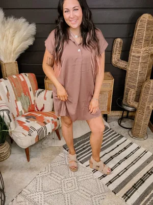 Ask Away Ash Brown Dolman Dress