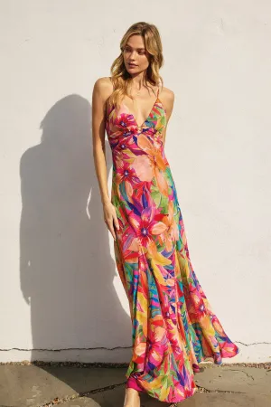 Astra Tropical Frilly Hem Maxi Dress