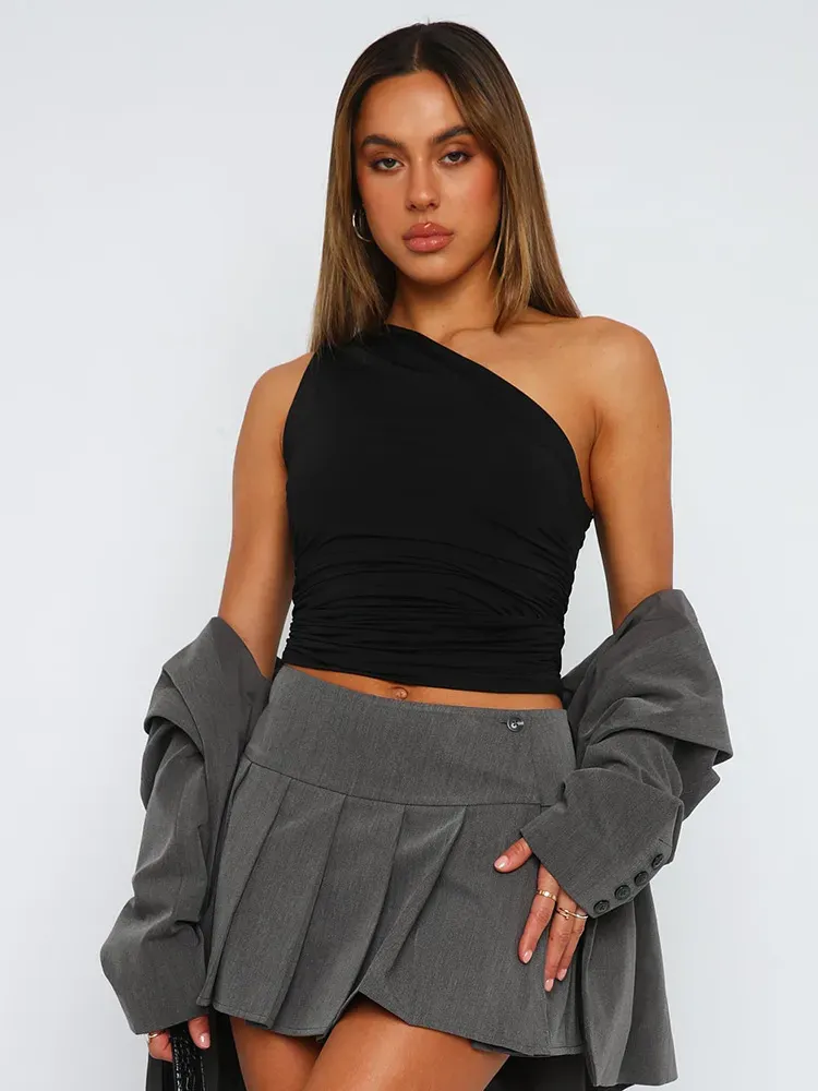 Asymmetrical Charm One-Shoulder Crop Top