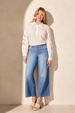 Audrey Wide Leg Jeans in Coastline