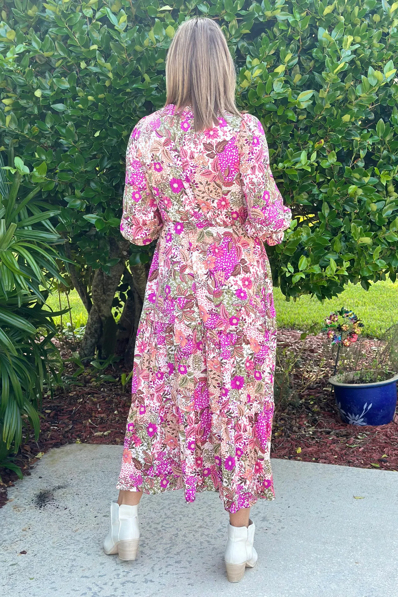 Autumn Colors Floral Print Ruffle Maxi Dress