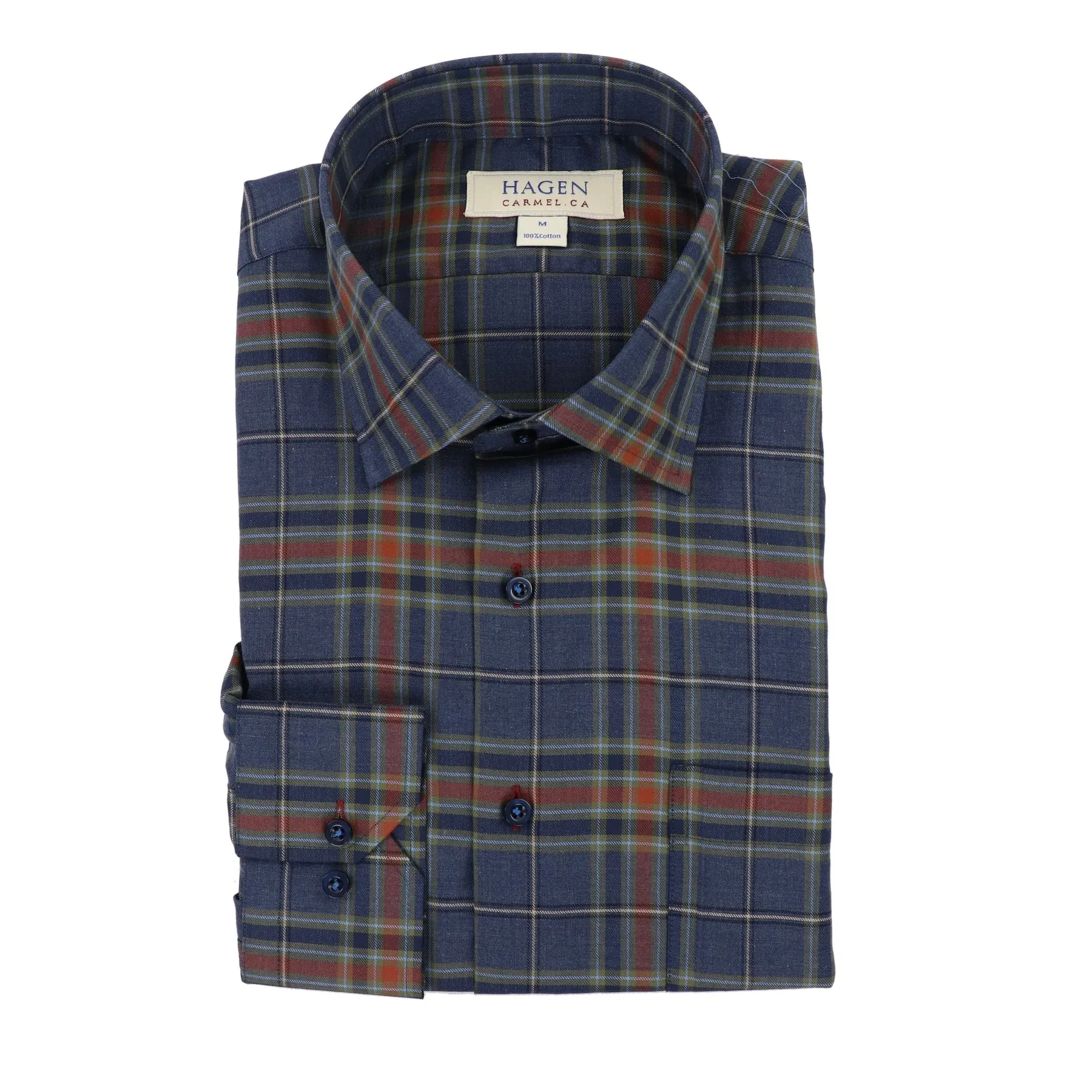 Autumn Plaid Sport Shirt in Navy