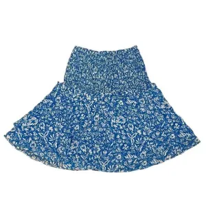 Avec Les Filles Blue White Floral Peasant Fit Flare Mini Skirt Women's XS NWT