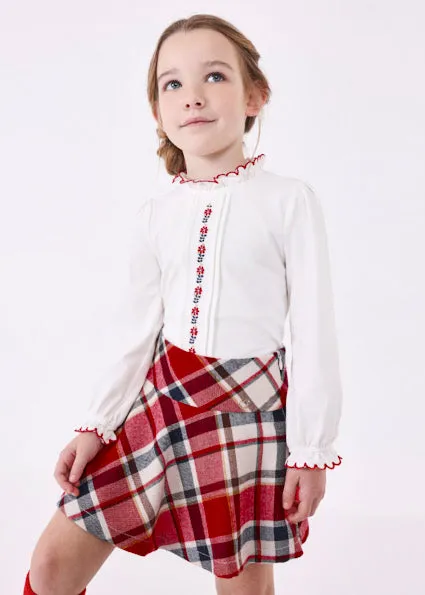 AW23 Mayoral Girls Red Check Skirt 4902