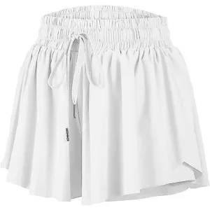 Azarhia Butterfly Flowy Shorts - White