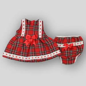 Baby Girl Tartan Dress and Knickers Outfit - Red