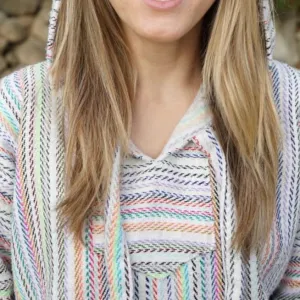 Baja Hoodie - Cream Rainbow