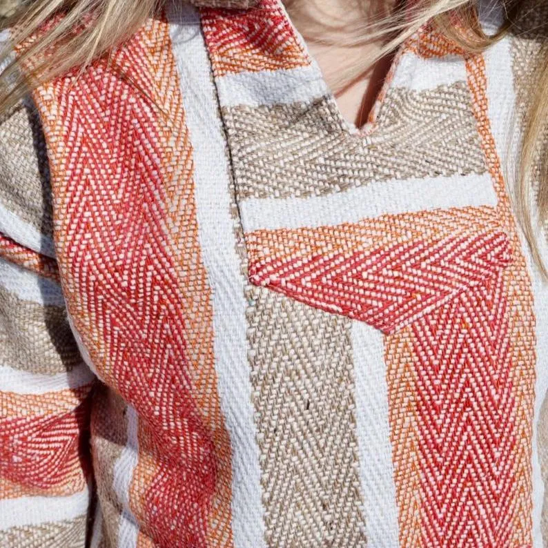 Baja Hoodie - Orange/Red/Tan