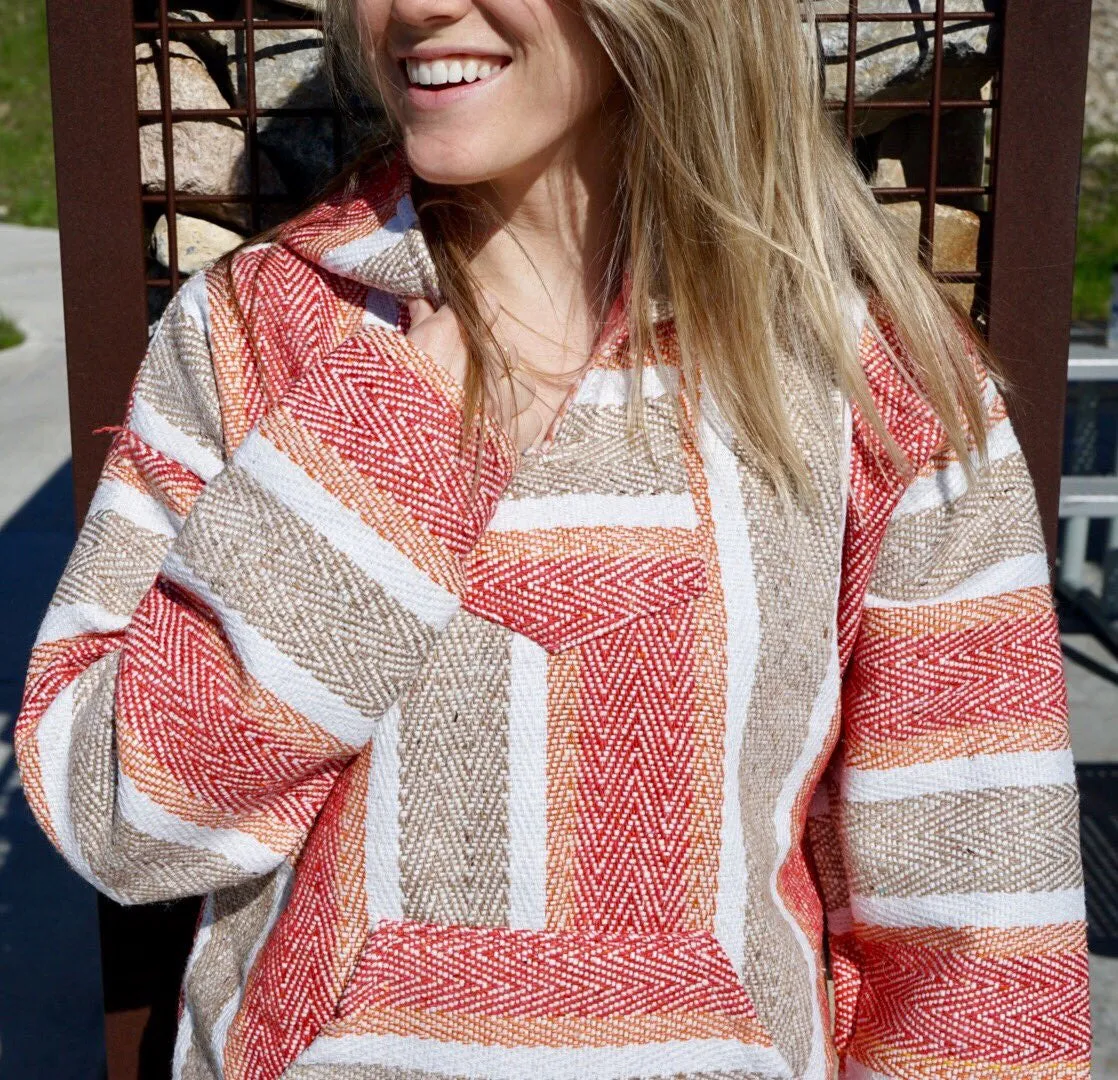 Baja Hoodie - Orange/Red/Tan