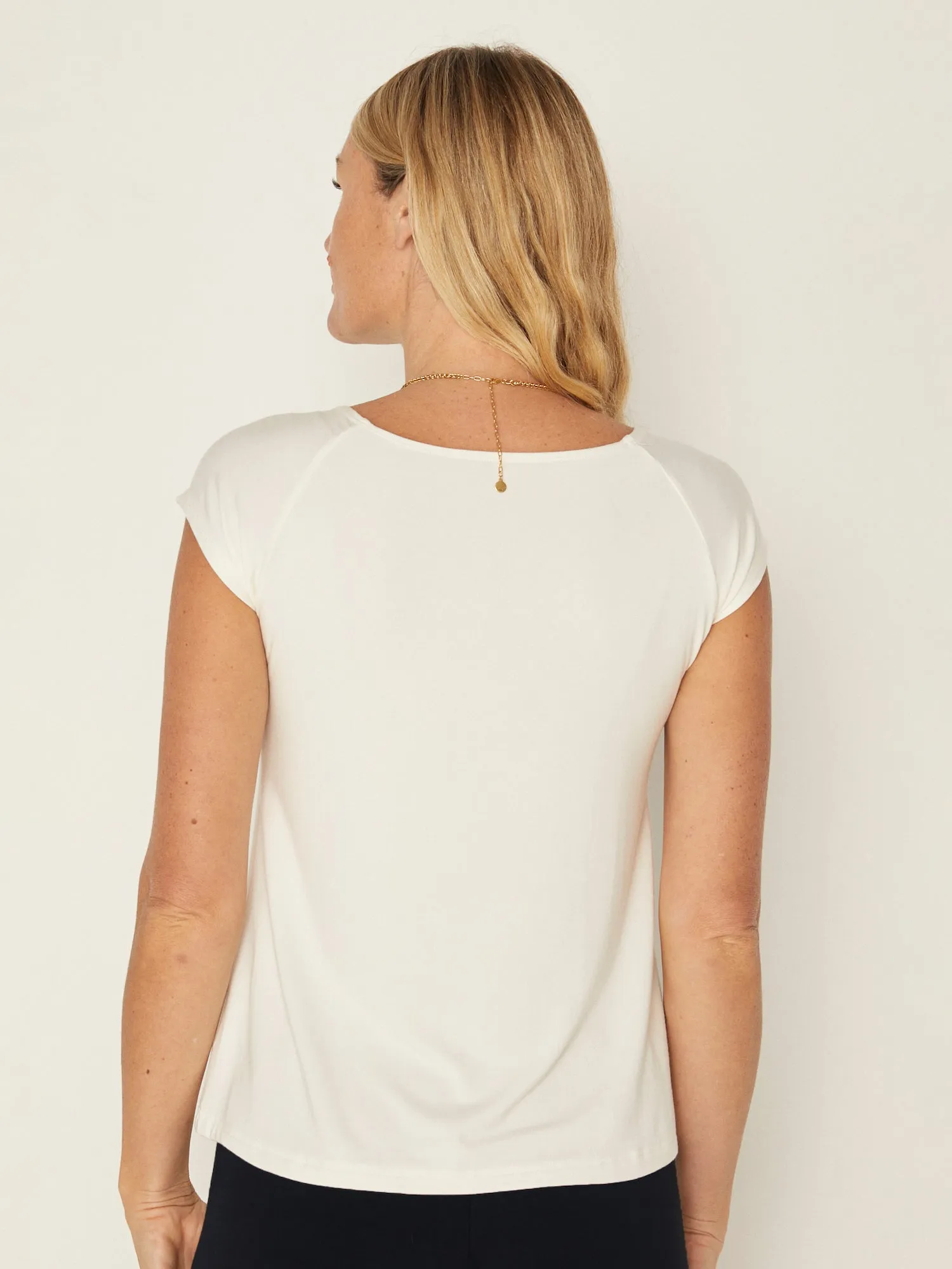 Bamboo Boat Neck T Shirt - Cream
