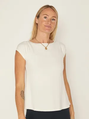 Bamboo Boat Neck T Shirt - Cream