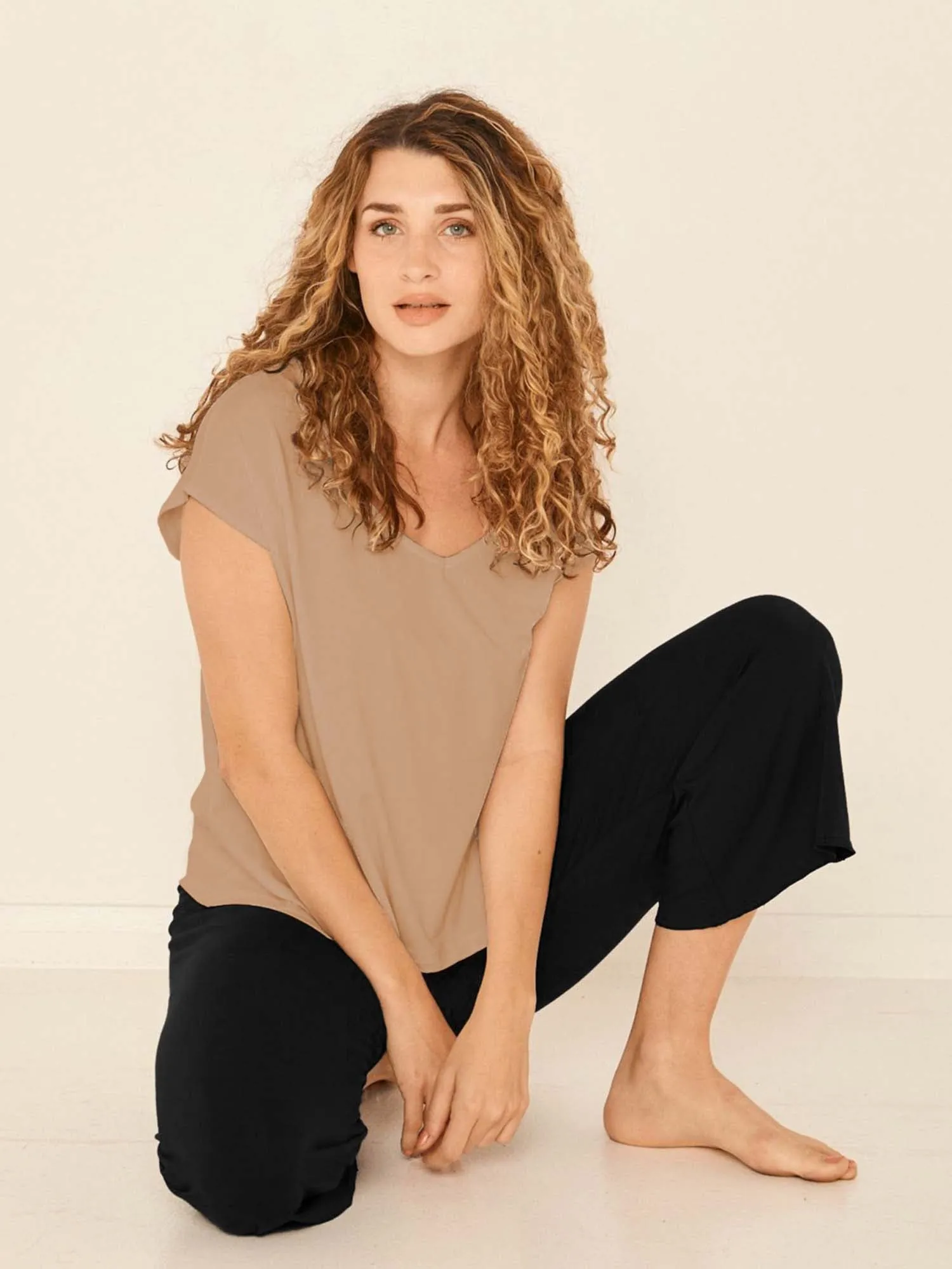 Bamboo Boxy T-Shirt - Caramel