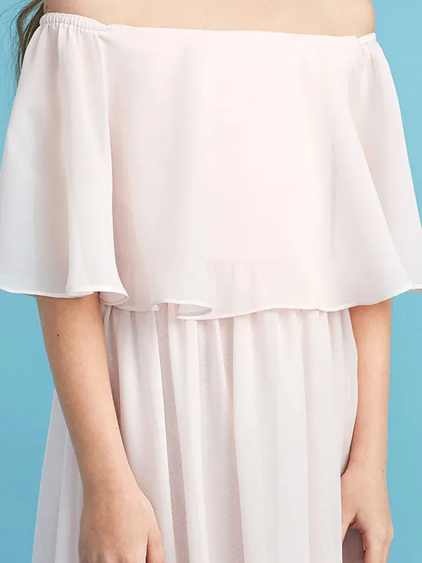 Bateau Neck Chiffon Sleeveless A-line Bateau Neck Kids Party Dresses