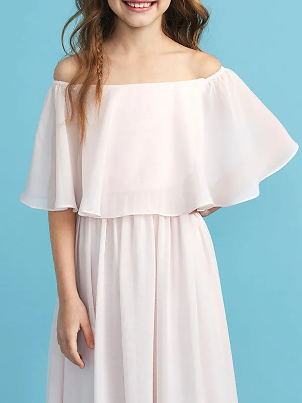 Bateau Neck Chiffon Sleeveless A-line Bateau Neck Kids Party Dresses