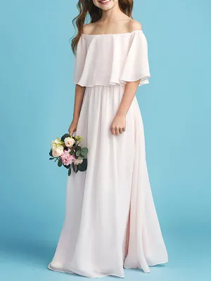 Bateau Neck Chiffon Sleeveless A-line Bateau Neck Kids Party Dresses