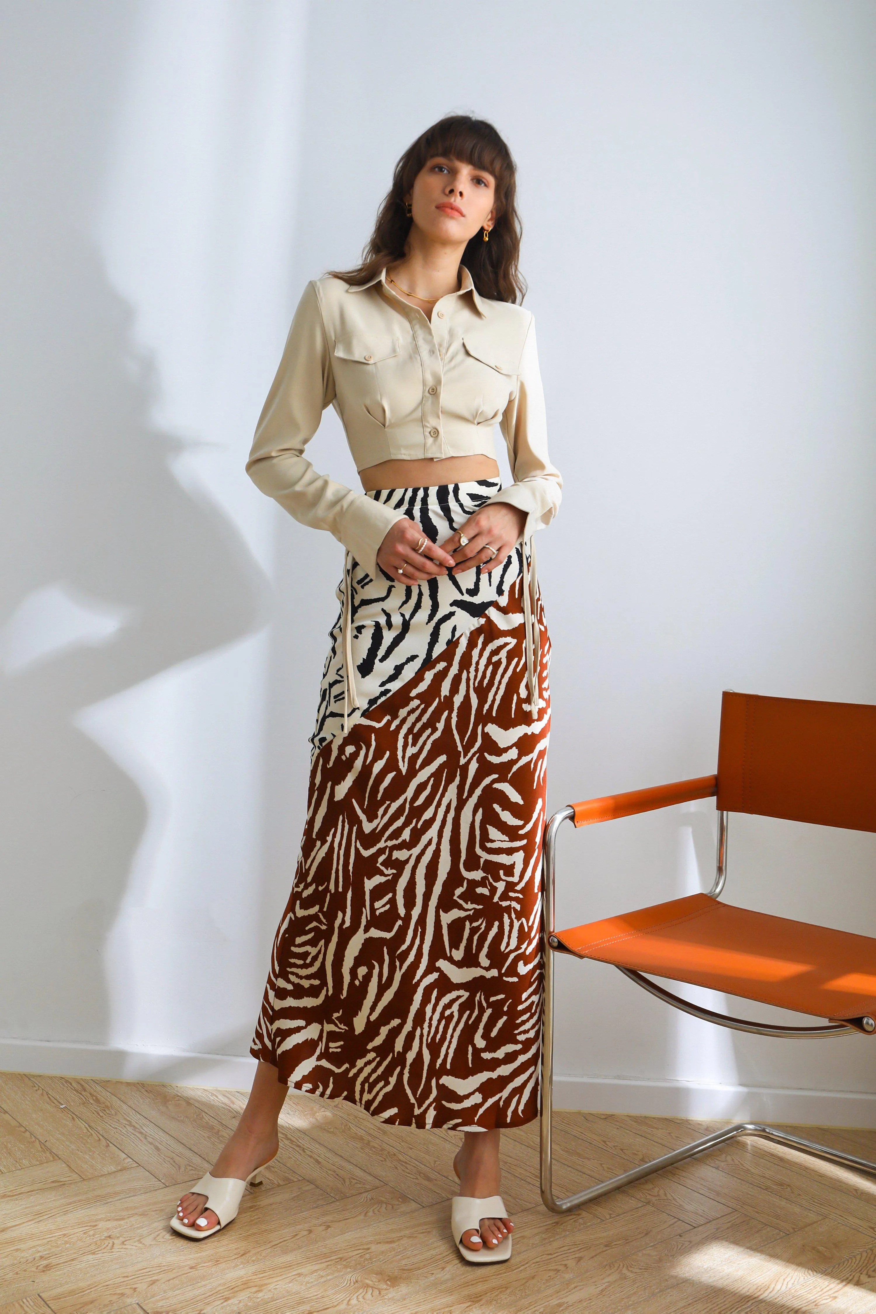 Be Bold Printed Satin Skirt