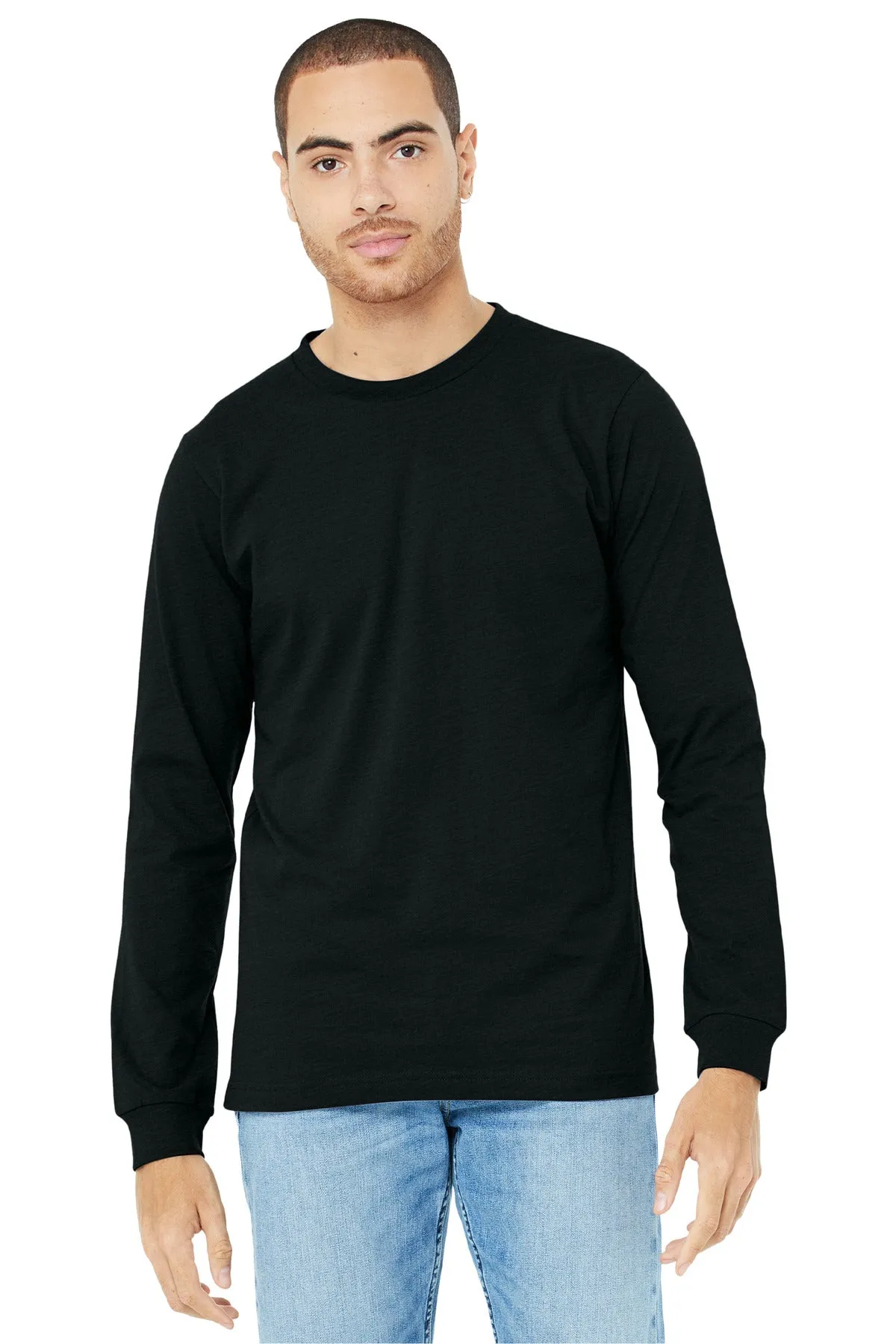 BELLA CANVAS Unisex Heather CVC Long Sleeve Tee BC3501CVC Solid Black Blend