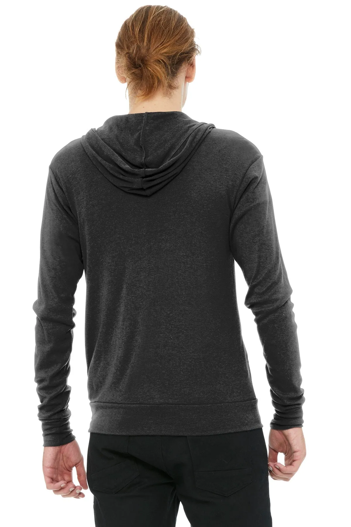 BELLA CANVAS  Unisex Triblend Full-Zip Lightweight Hoodie. BC3939 Charcoal-Black Triblend