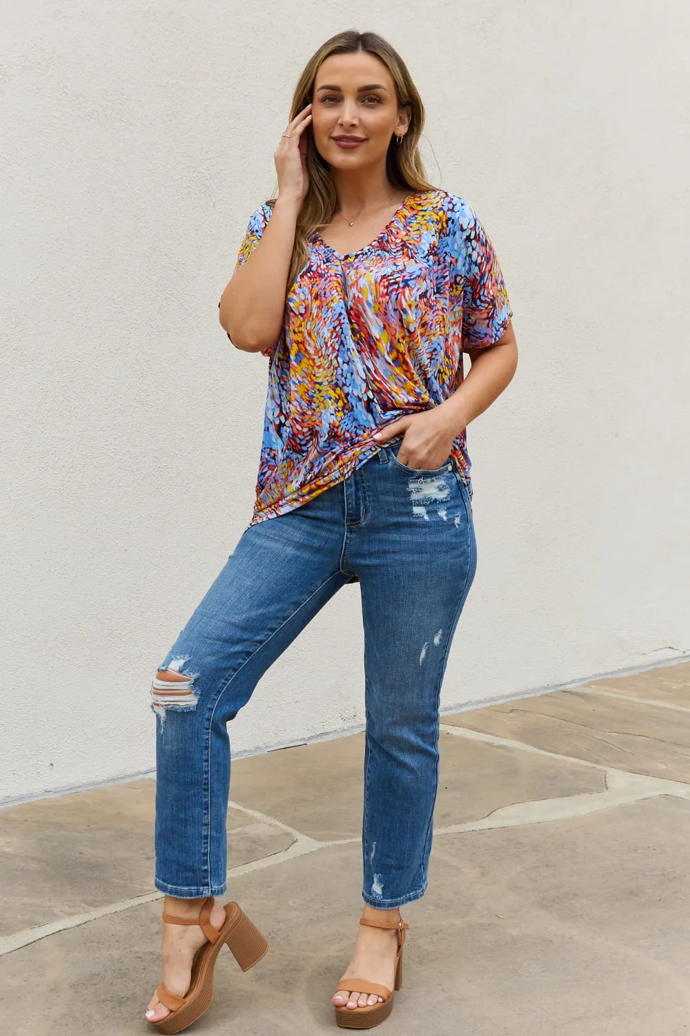 Bellamie Printed Dolman Flowy Top - Online Exclusive