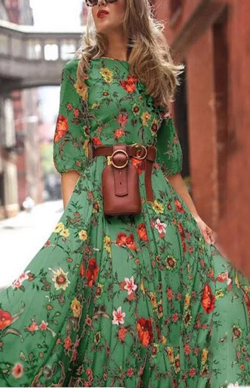 BerryBetty - Women's Floral Print Maxi Dress