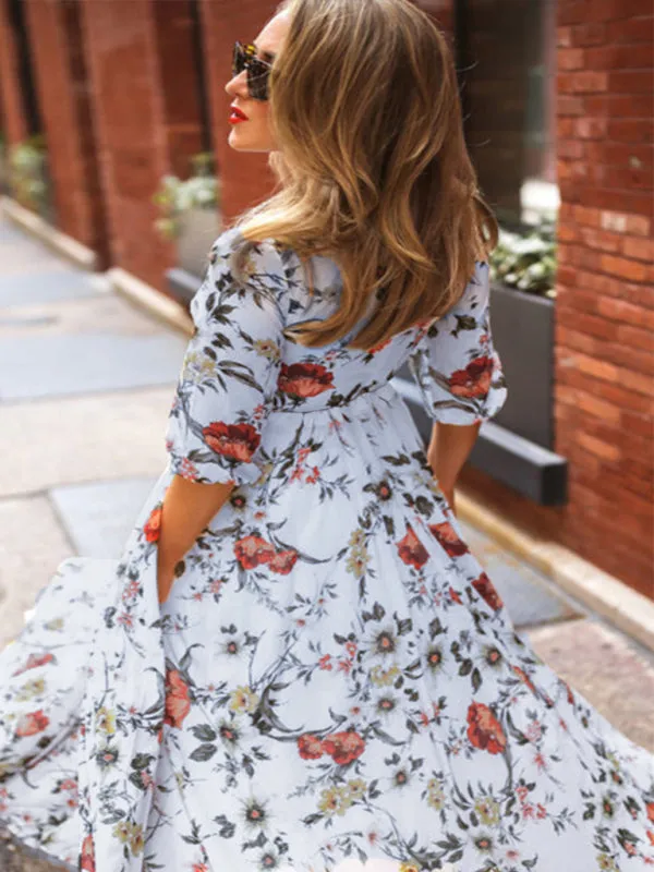 BerryBetty - Women's Floral Print Maxi Dress